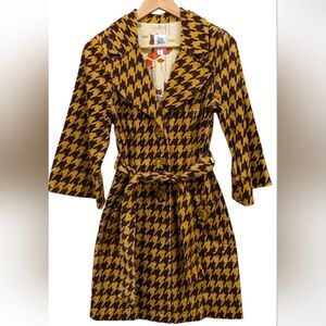 NWOT 90's Anthropologie Ivy Jane Houndstooth Light Corduroy 3/4 Sleeve Jacket
